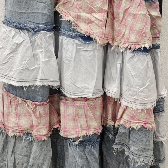 Asymmetrical Blue and Pink Layered Skirt - Picture 4 of 6